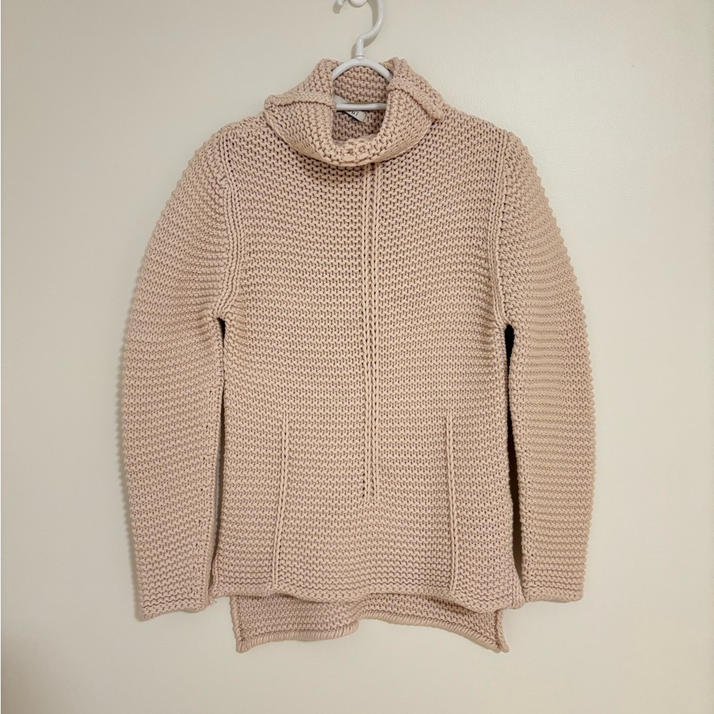 Cozy Turtleneck Knit Sweater in Beige